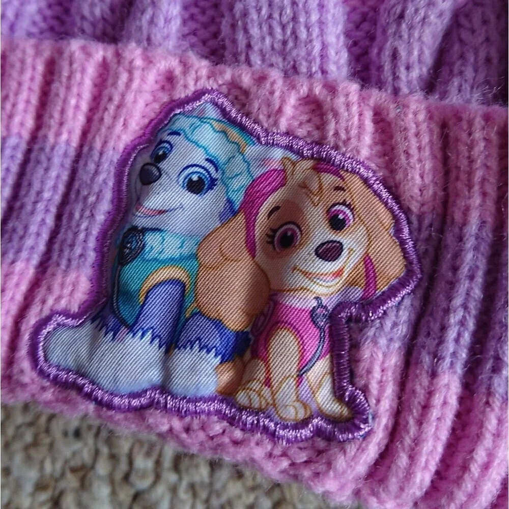 Nickelodeon Paw Patrol Toddler Knit Beanie Winter Hat in Pink & Purple Age 2-4